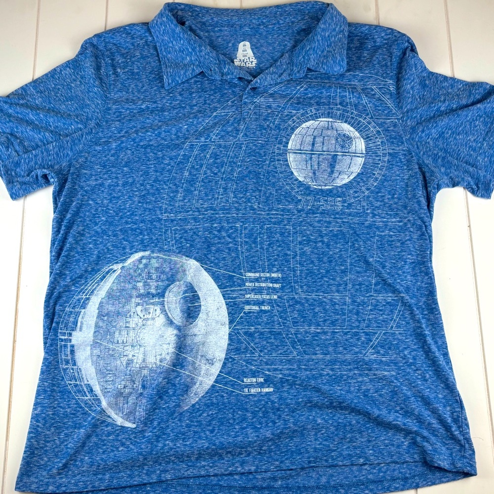 Star Wars Death Star Graphic Polo XXL Dark Side Shirt